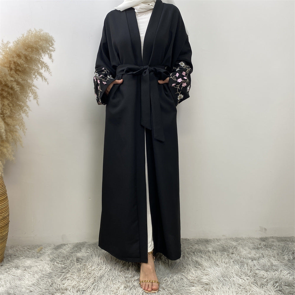 1666 Muslim embroidered loose tie cardigan robe - MinYang Fashion Apparel Accessory Manufacturer