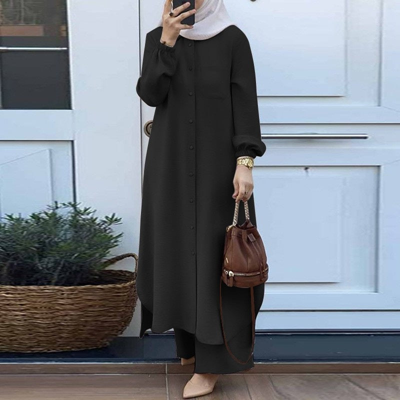 H707 Fashion casual long-sleeved shirt and trousers two-piece suit