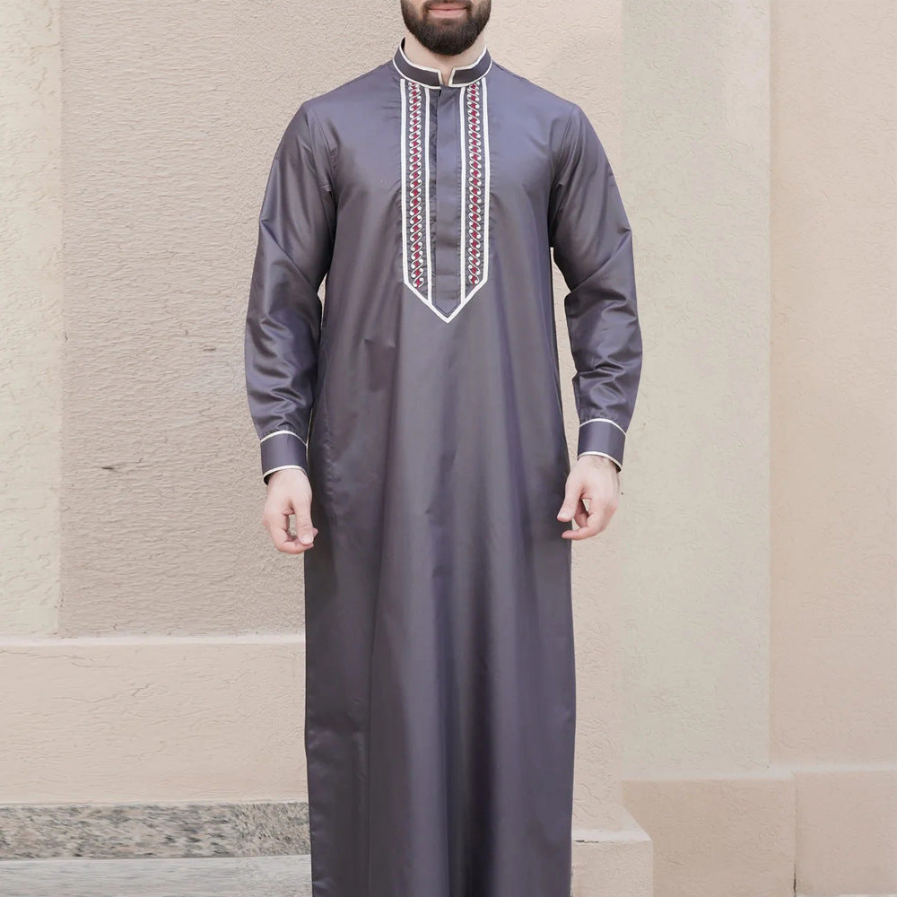 jl01 Muslim long-sleeved embroidered ethnic style Arabic robe men's robes abaya - MinYang Fashion Apparel Accessory Manufacturer