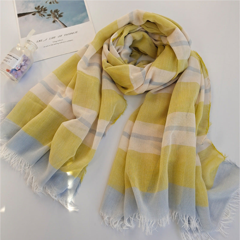 17A70 Polyester-cotton yarn-dyed series all-match warm silk scarf - MOQ:2 - MinYang Fashion Apparel Accessory Manufacturer