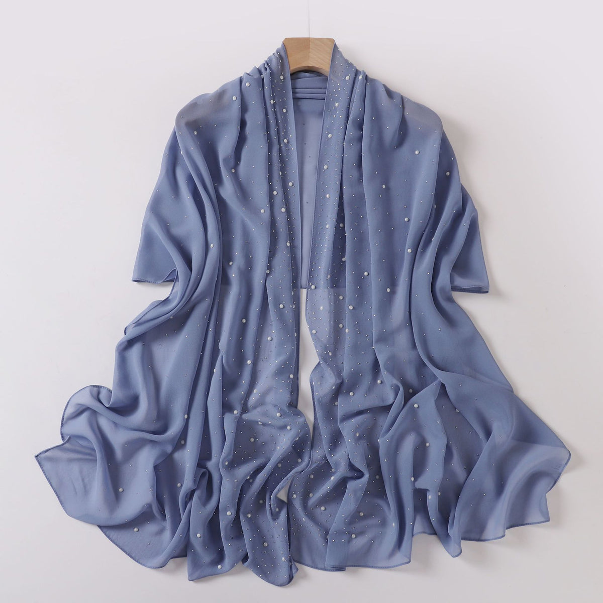 20240406 Pearl Chiffon Ceramic Starry Sky Diamond Long Scarf - MinYang Fashion Apparel Accessory Manufacturer