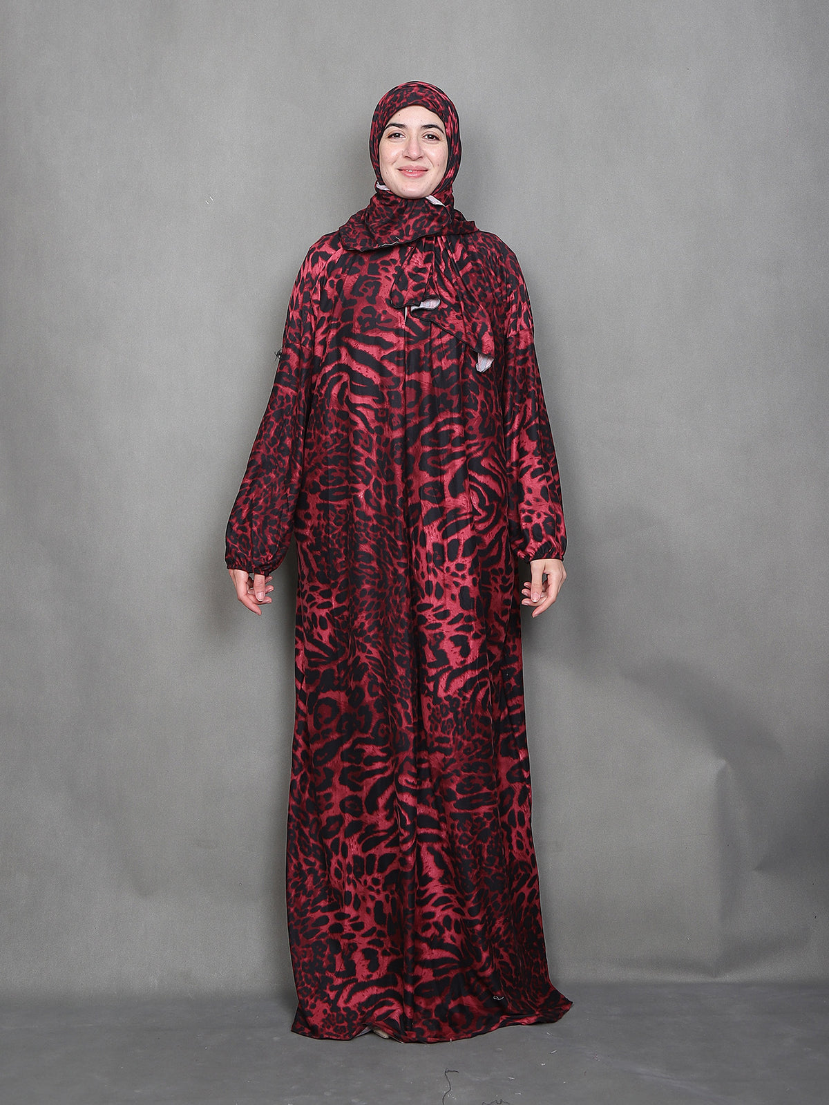 42 Cross-border Middle Eastern Muslim leopard flower worship dress African print robe abaya Dresses/gowns prayer set - MinYang Fashion Apparel Accessory Manufacturer