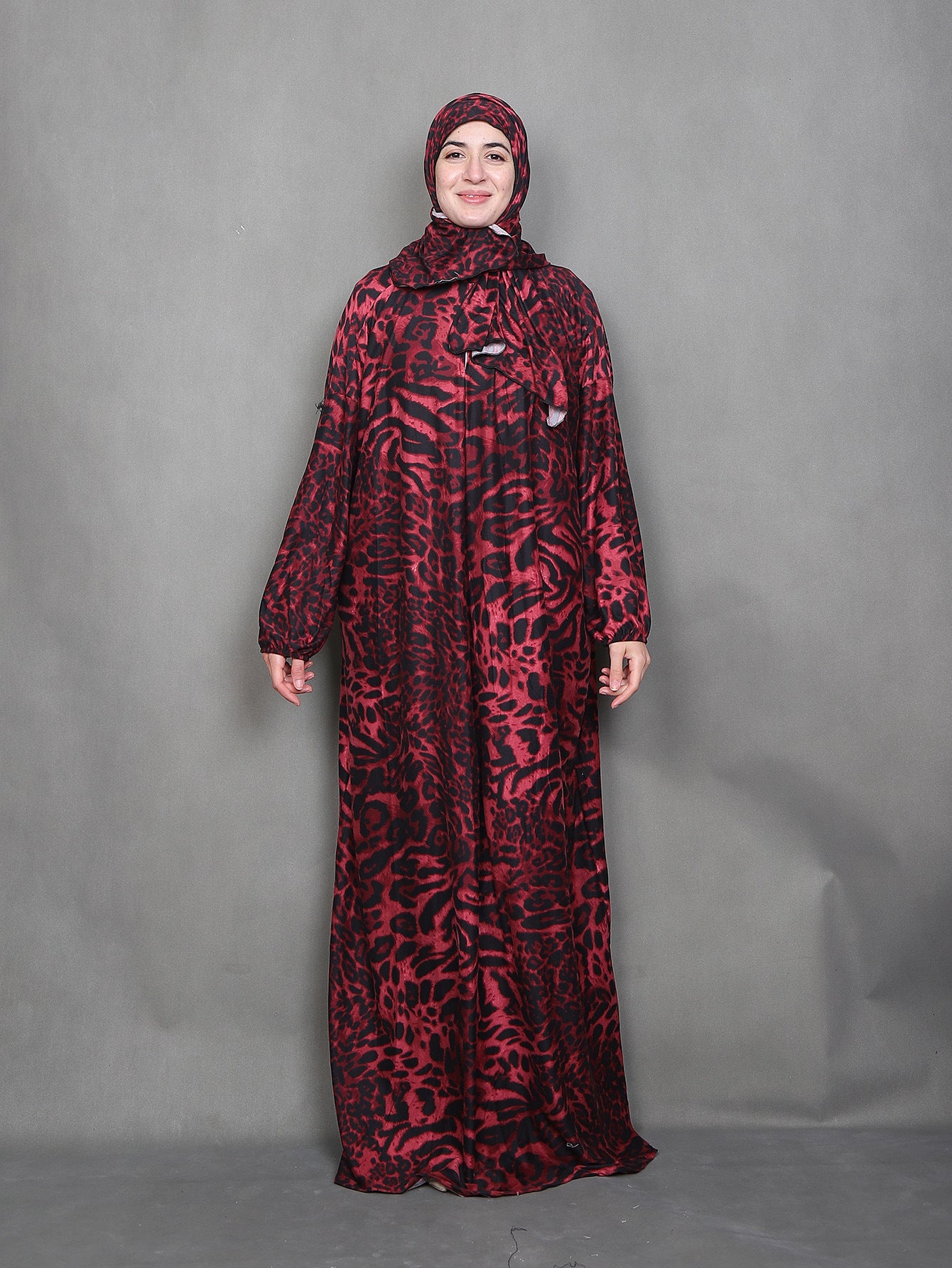 42  Cross-border Middle Eastern Muslim leopard flower worship dress African print robe abaya  Dresses/gowns  prayer set - MinYang Fashion Apparel Accessory Manufacturer