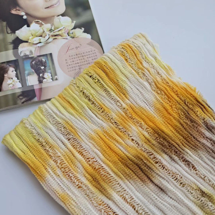 17A55 Cotton and linen pleated slim warm neck scarf