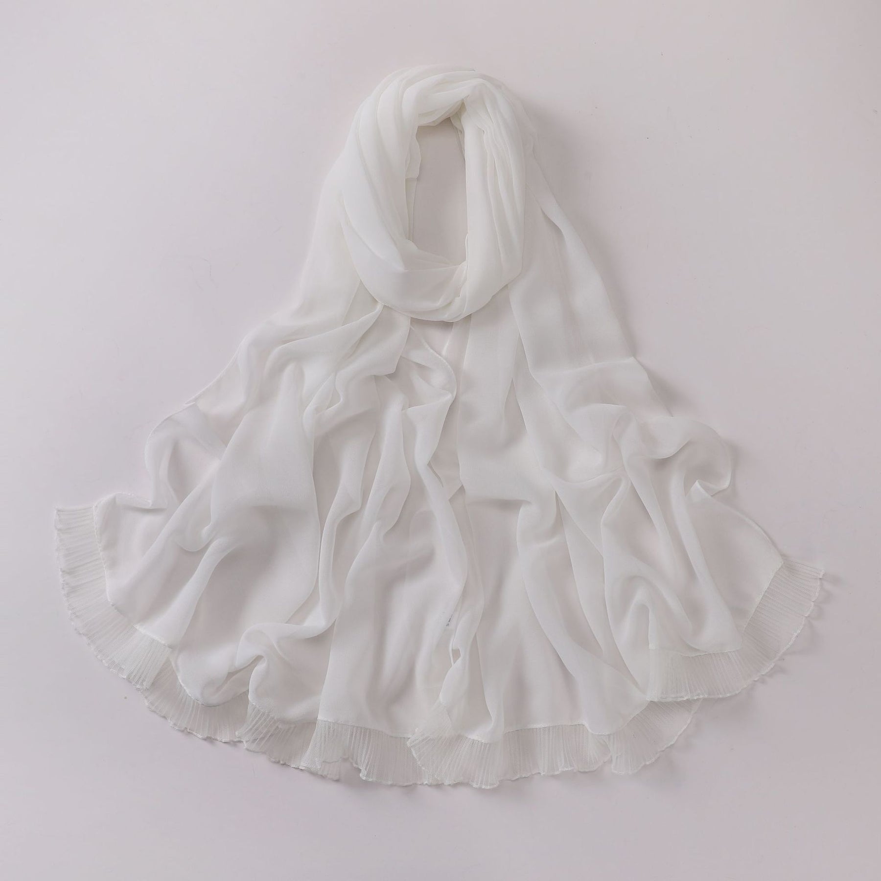 20240412-2 Lace Pearl Chiffon Long Scarf
