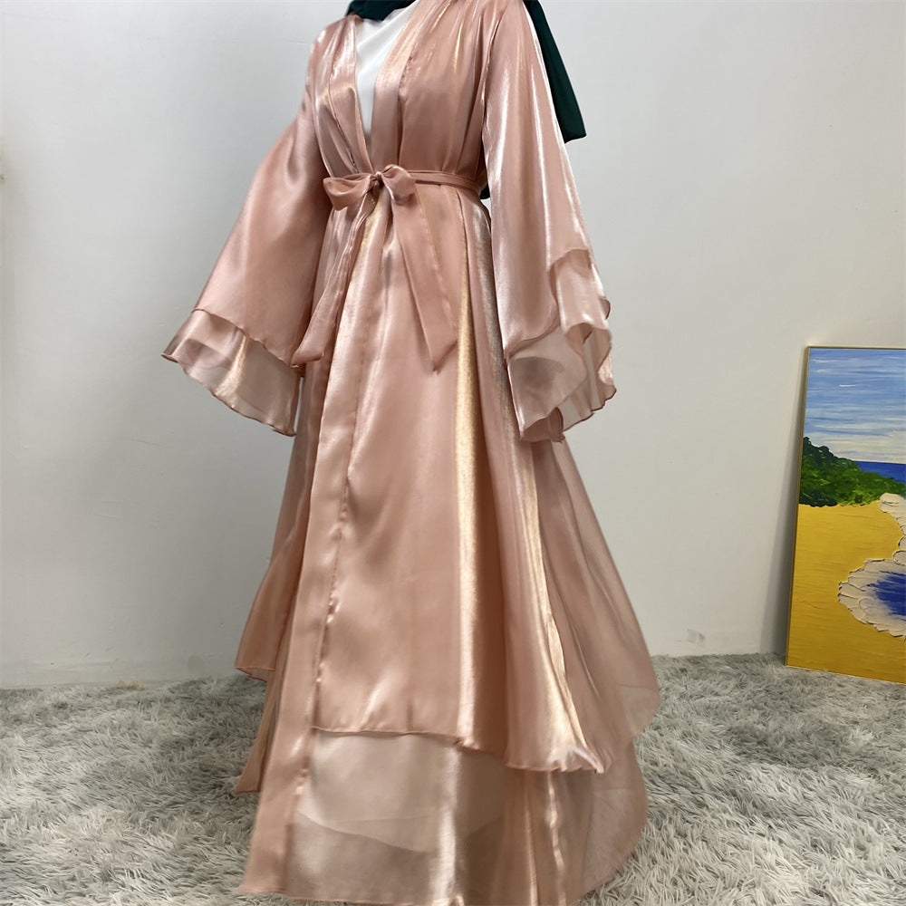 1926 Muslim Shiny Satin Cardigan Robe - MinYang Fashion Apparel Accessory Manufacturer