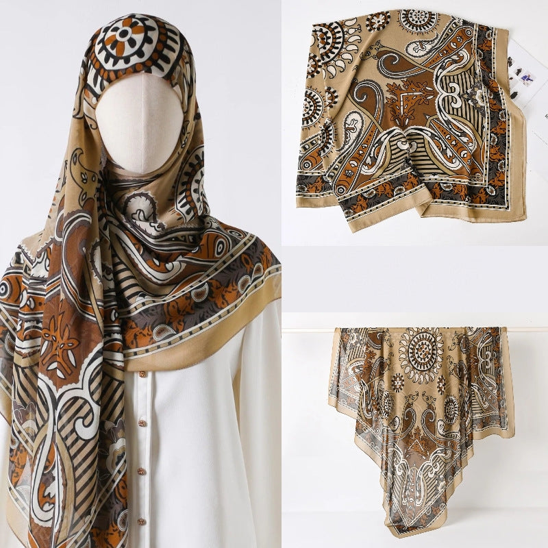 130 crystal chiffon 01 130*130cm Chiffon Scarf Silk Printed Sunscreen Scarf