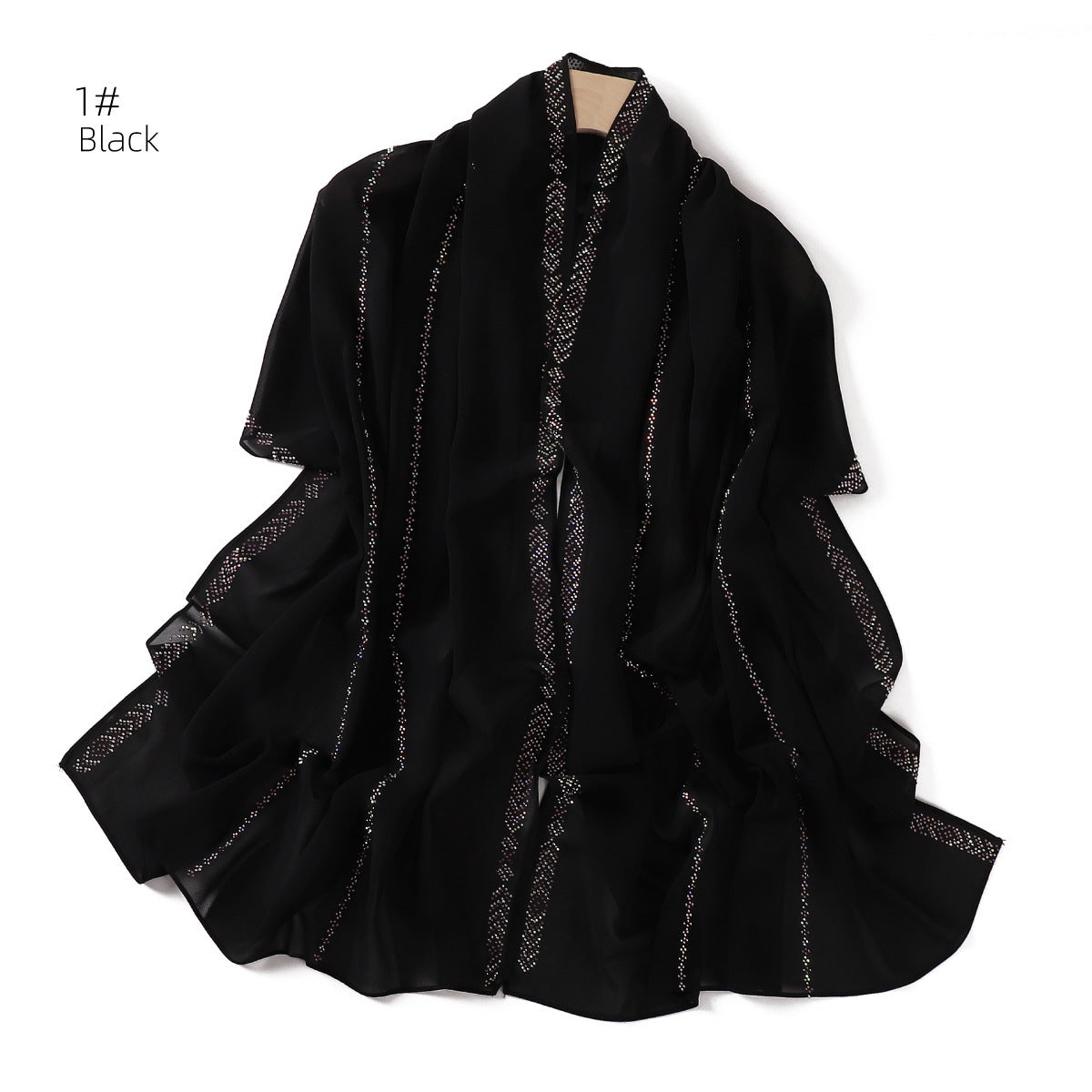 YZ194 Diamond chain, hot diamond pearl chiffon scarf, silver long headscarf hijab hijab/tudung handmade Crystal rhinestone - MinYang Fashion Apparel Accessory Manufacturer
