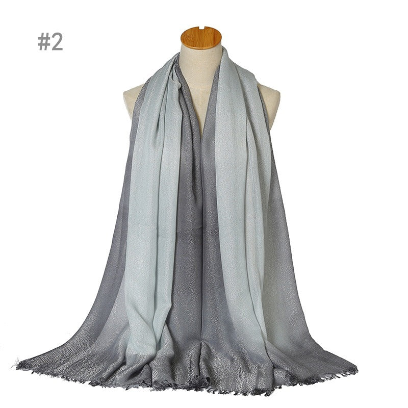 YZ07New style hand-painted short beard ladies scarf shawl plain color hijab - MinYang Fashion Apparel Accessory Manufacturer