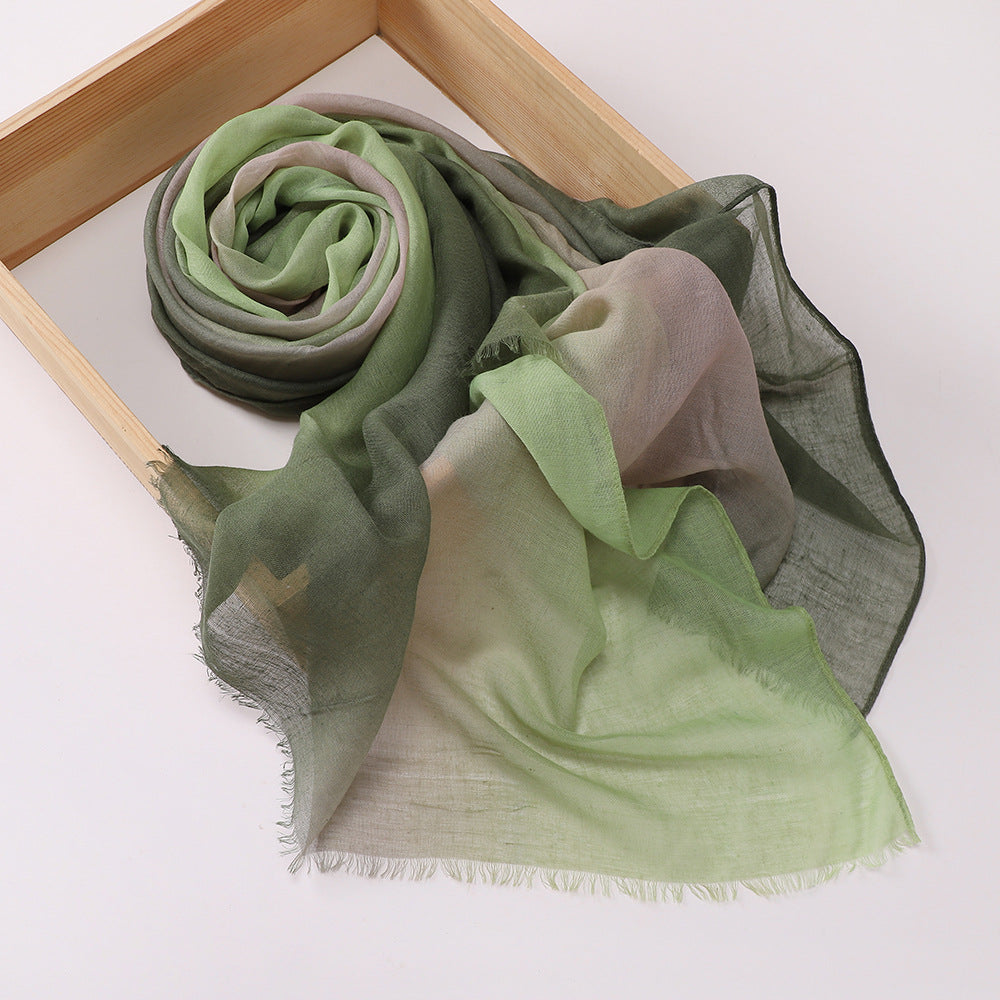 MSL411 Gradient color stitching casual hijab - MOQ:2