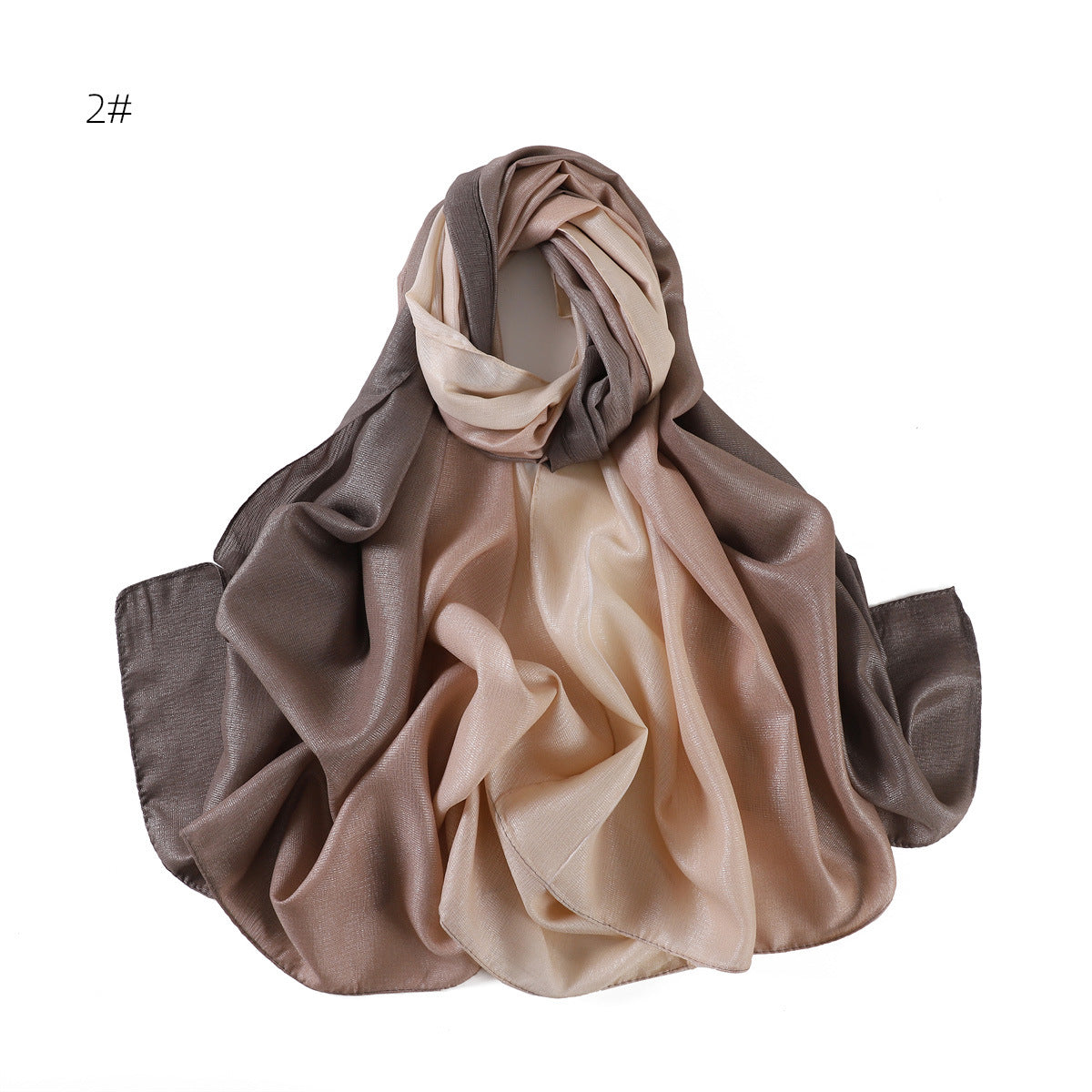 YZ199 Warna kecerunan selendang sutera tiruan yang dilukis dengan tangan selendang perak tudung sutera selendang wanita selendang panjang Melayu Indonesia