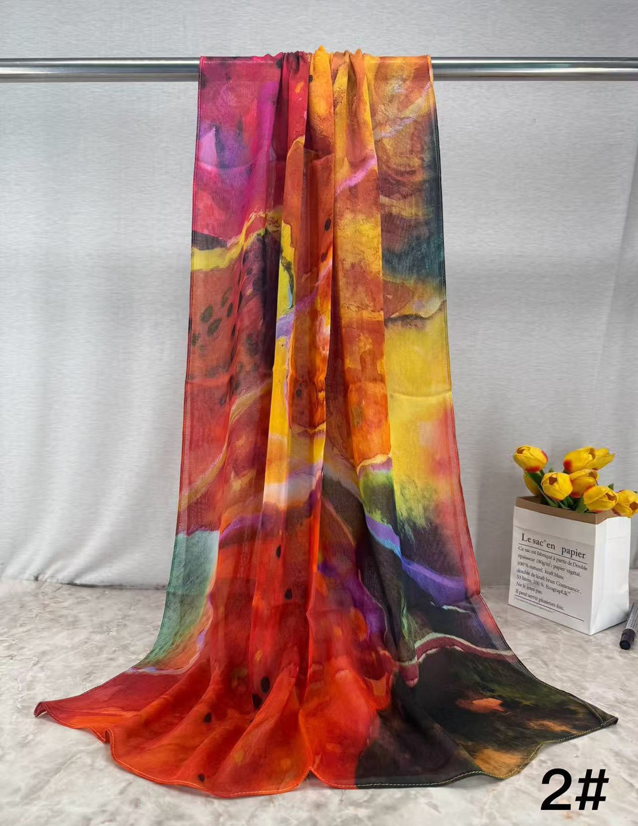 HY013 Printed modal Muslim hijab single stitch