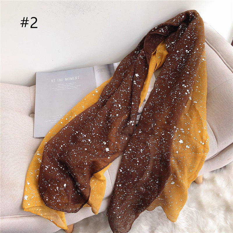 ND406 Cotton and linen solid color silver hot dot gradient color scarf hijab hijab/tudung printed hijab printed scarf Gradient