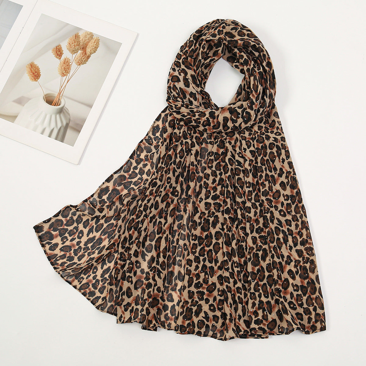 YW380 Rhinestone leopard print hijab