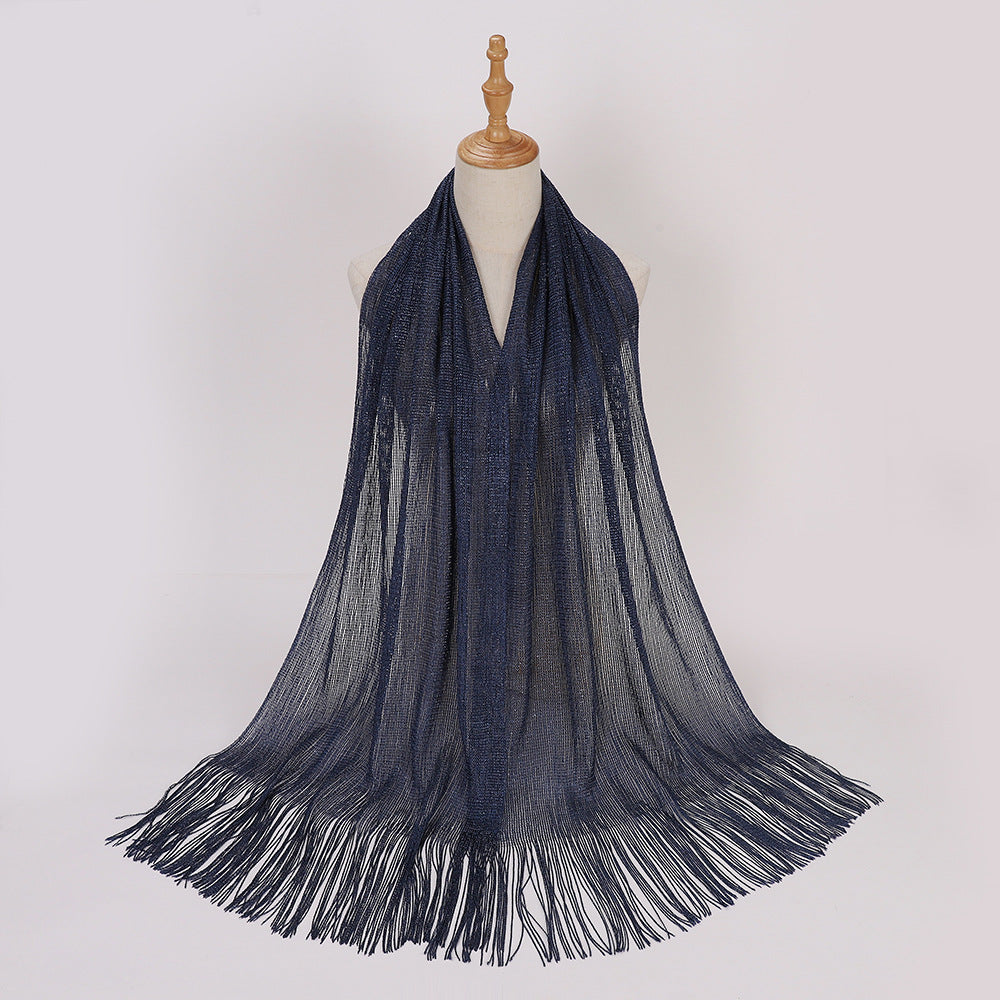 MSL336 New Gold and Silver Silk Flat Scarf Evening Dress Shawl Women - MinYang Fashion Apparel Accessory Manufacturer