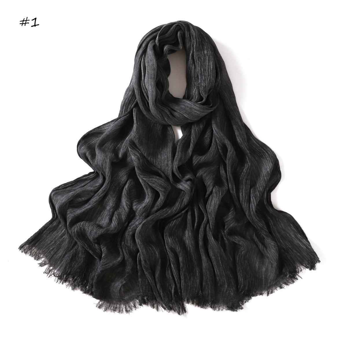 YZ310 Dirt-Washed Crinkled hijab with Raw Edge