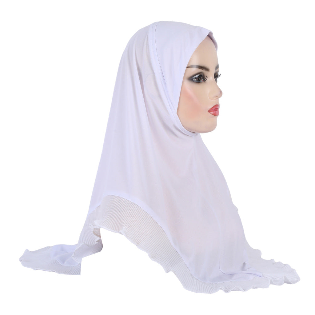H322 GIRLS COTTON JERSEY WITH LACE INSTANT HIJAB - MinYang Fashion Apparel Accessory Manufacturer