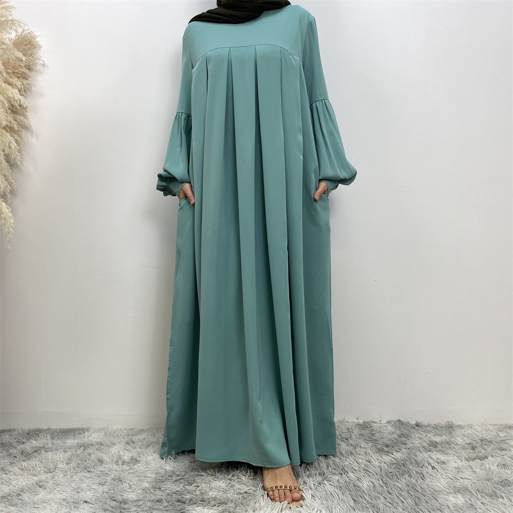 6683 plain wrinkle muslim abaya dress