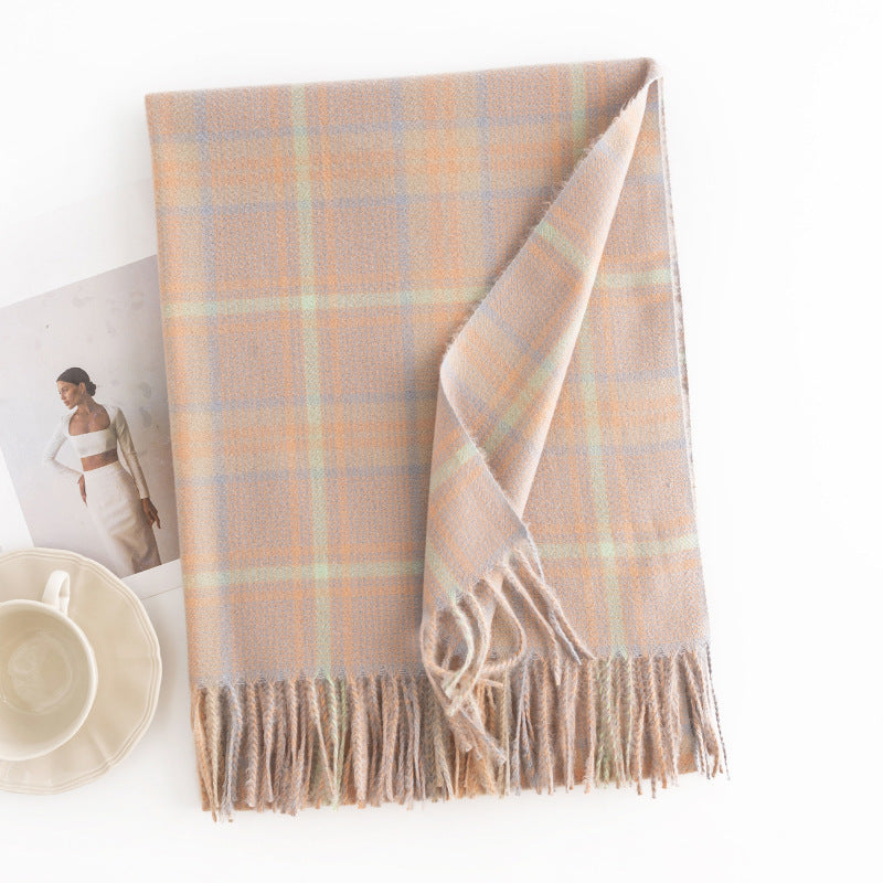 FH23-5421 lattice stripe winter scarf - MinYang Fashion Apparel Accessory Manufacturer