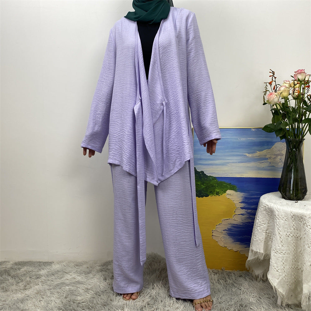 2347+1909 Simple wide-leg pants Muslim tie suit - MinYang Fashion Apparel Accessory Manufacturer