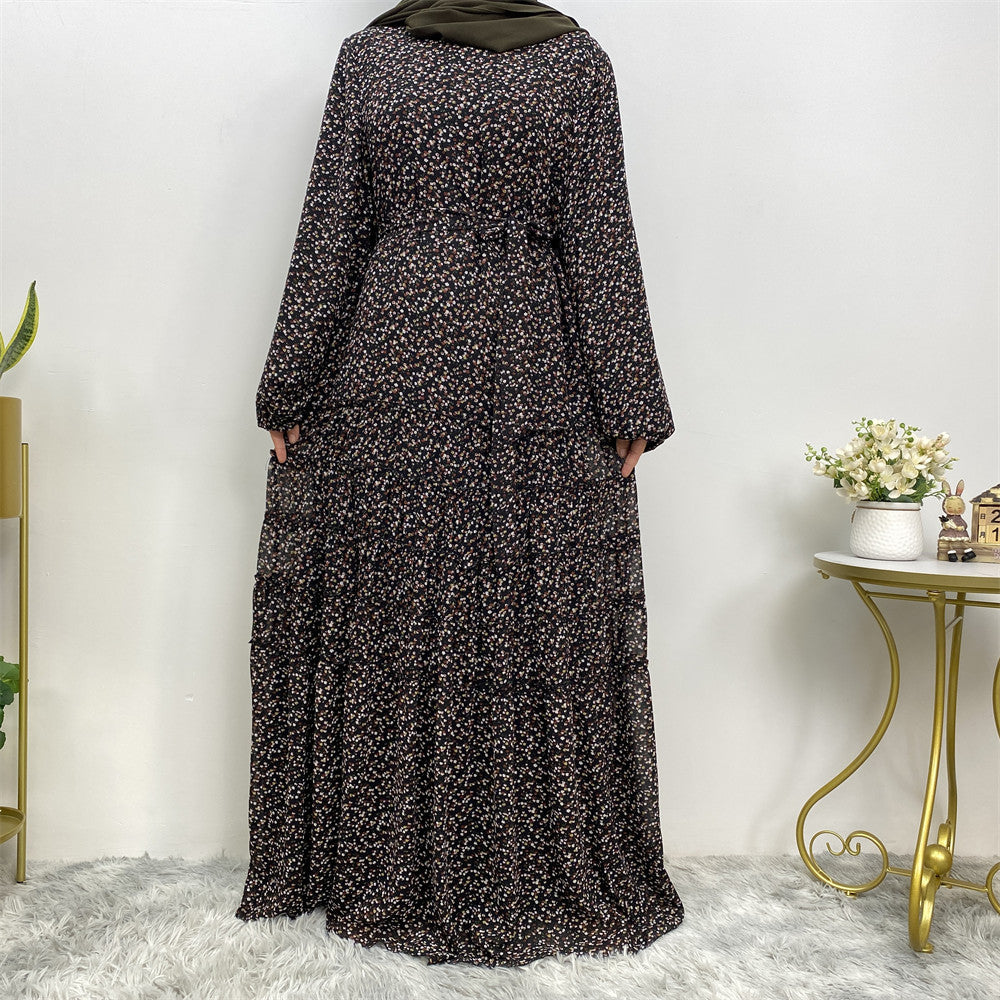 vestido abaya musulmán floral m6527