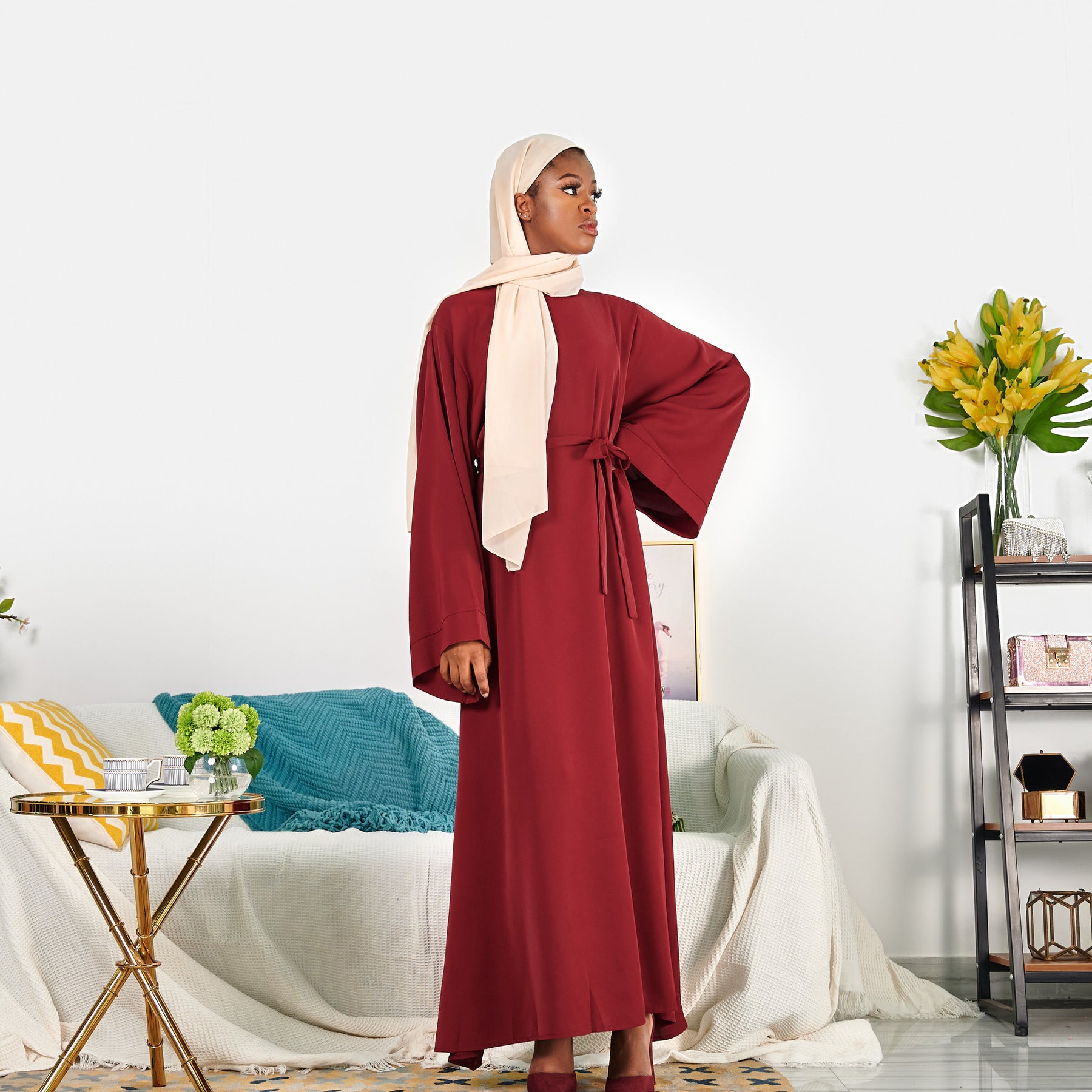 LR363-1 Solid Color Oversized abaya Dress