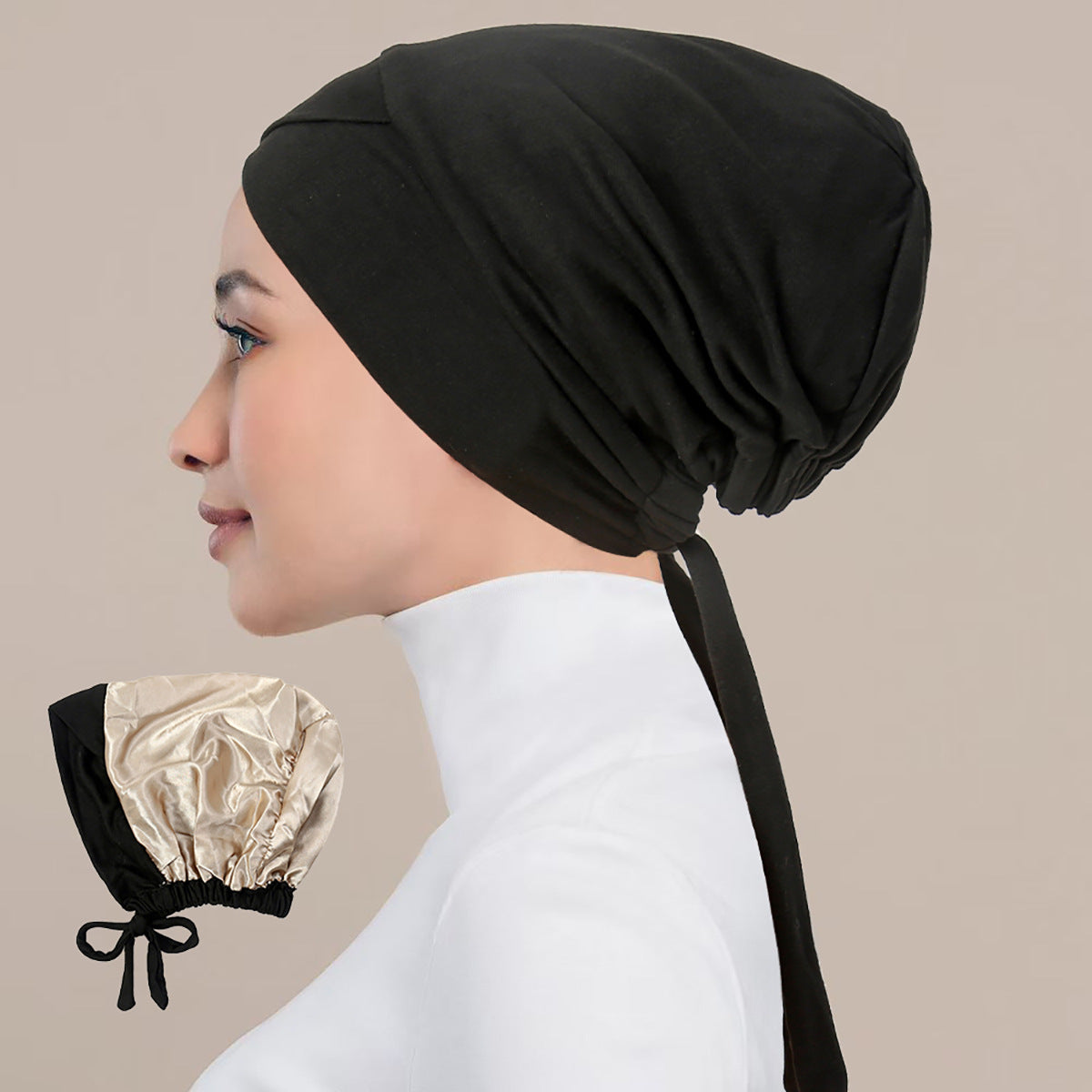 QD035 Drawstring bottoming hat cross strap pullover hat cap - MinYang Fashion Apparel Accessory Manufacturer