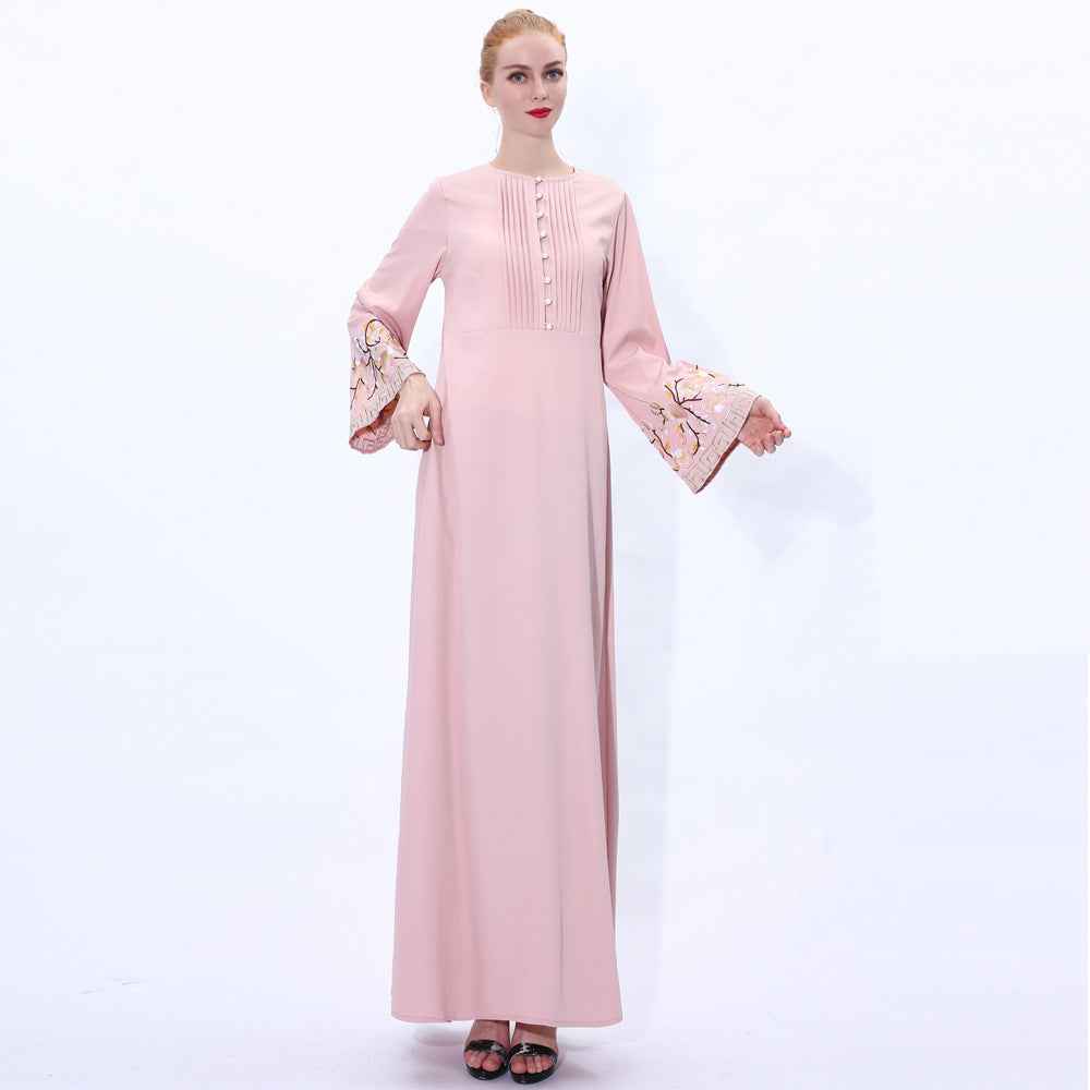 91202 Embroidered flared sleeve muslim dress