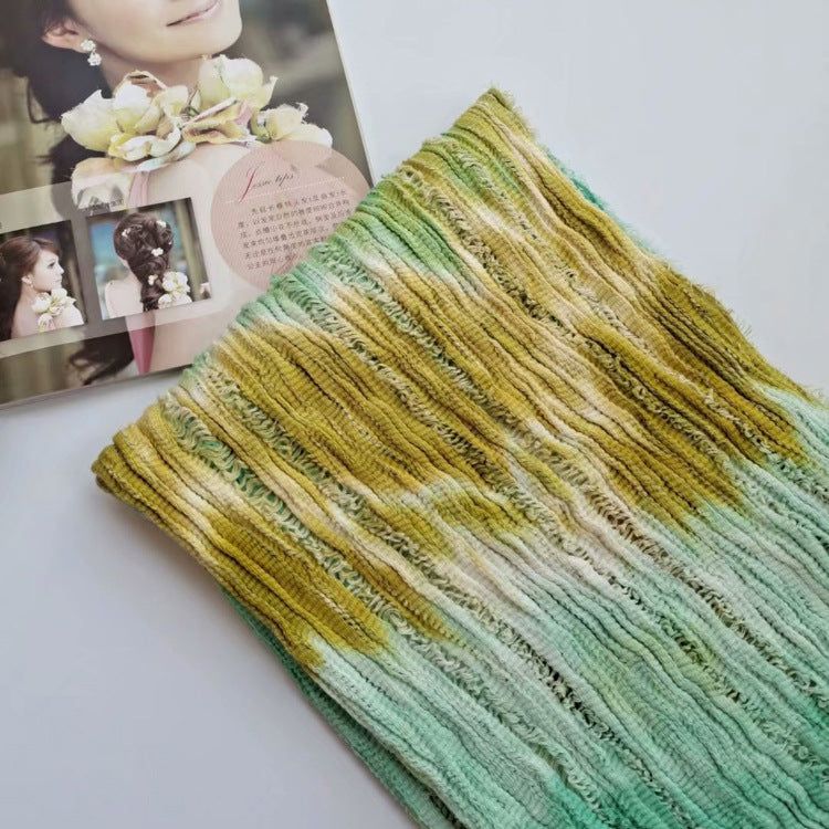 17A55 Cotton and linen pleated slim warm neck scarf