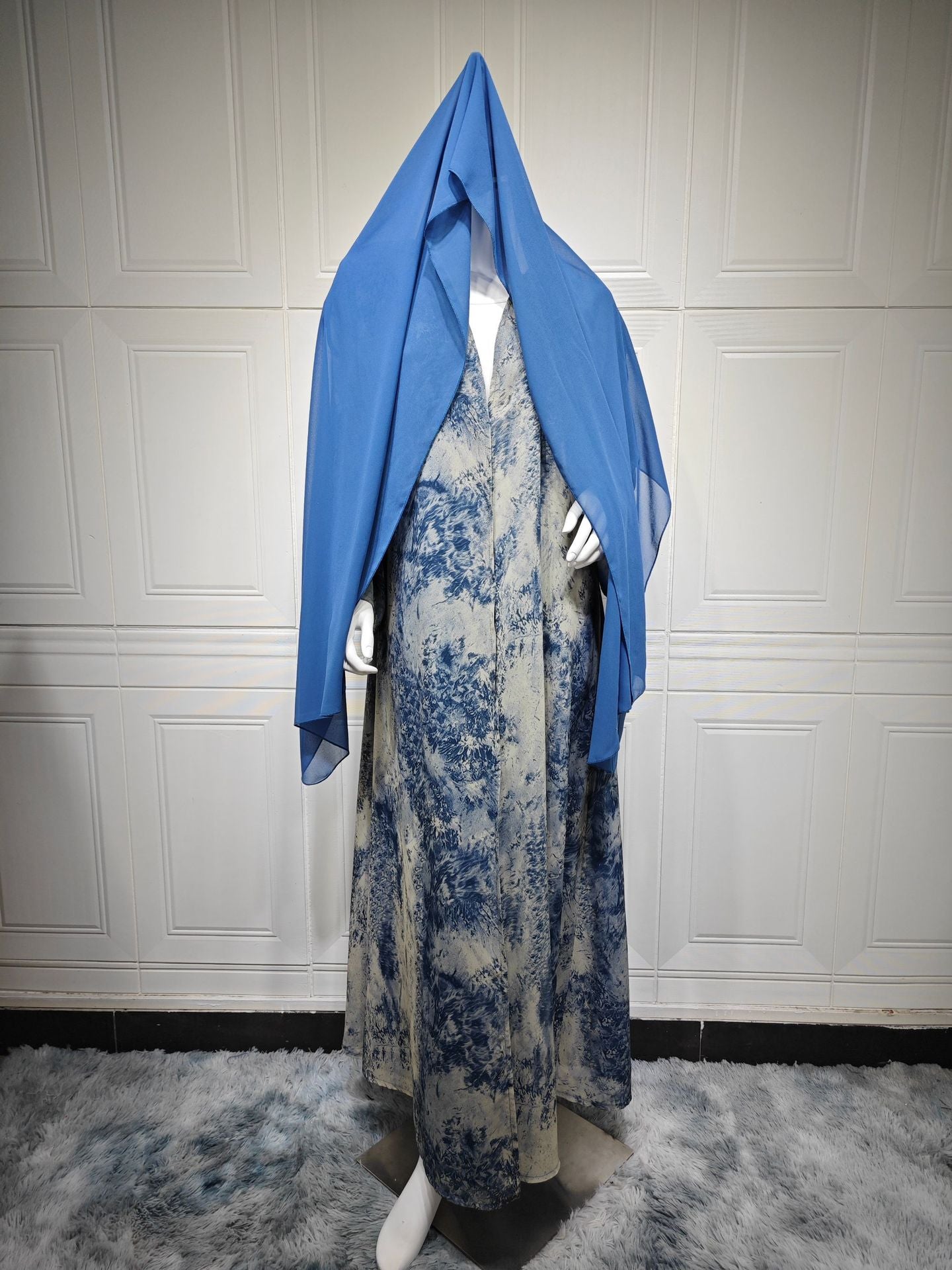 MQ181 Muslim print abaya with hijab two piece set