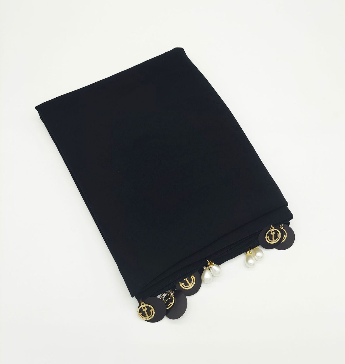 W-0100 Solid color pearl chiffon scarf for women sequined pearls gauze scarf - MinYang Fashion Apparel Accessory Manufacturer