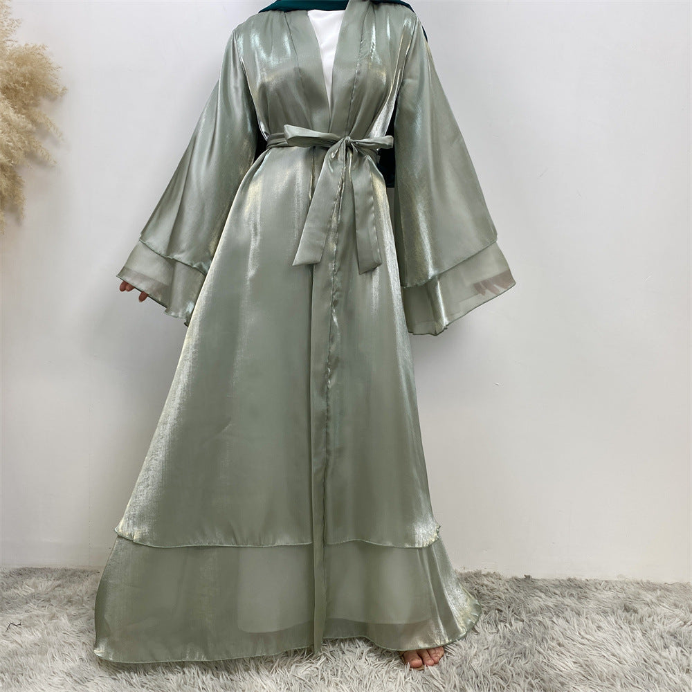 1926 Muslim Shiny Satin Cardigan Robe - MinYang Fashion Apparel Accessory Manufacturer