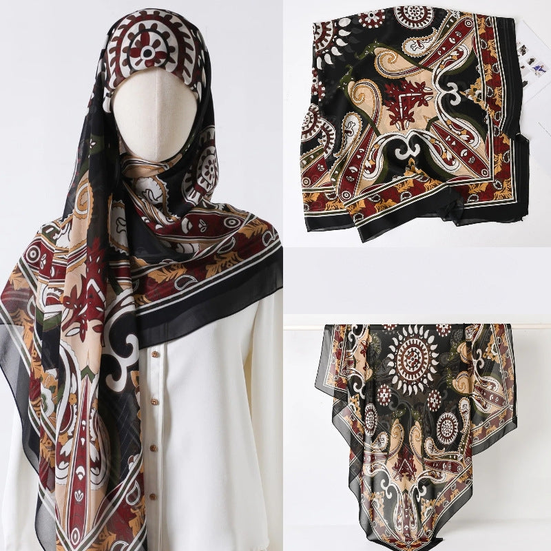 130 crystal chiffon 01 130*130cm Chiffon Scarf Silk Printed Sunscreen Scarf