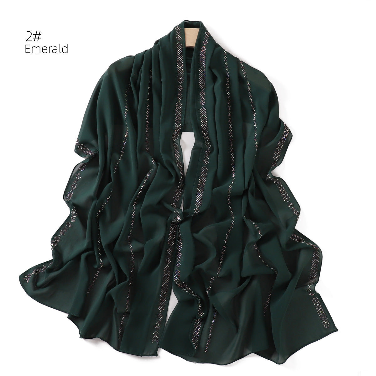YZ194 Diamond chain, hot diamond pearl chiffon scarf, silver long headscarf hijab hijab/tudung handmade Crystal rhinestone - MinYang Fashion Apparel Accessory Manufacturer