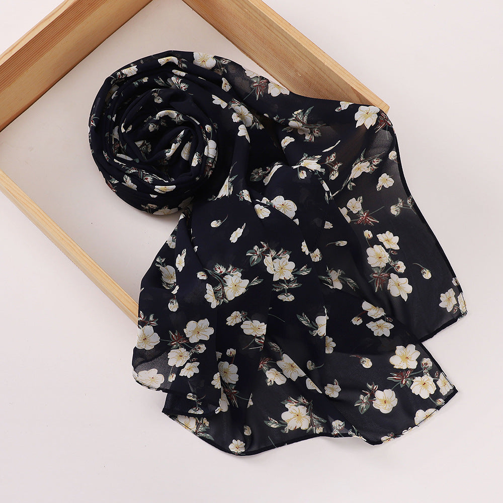 MSL358 Rose flower print hijab (MOQ:2 pieces)