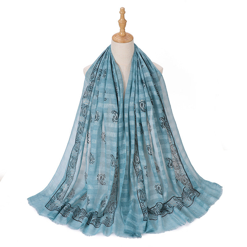 MSL276 Gold stamping hijab with gold thread - MOQ:2