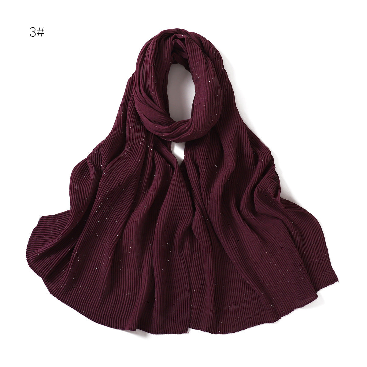 YZ220 Silver thread sprinkled with gold shiny wrinkled long scarf hijab - MOQ:2