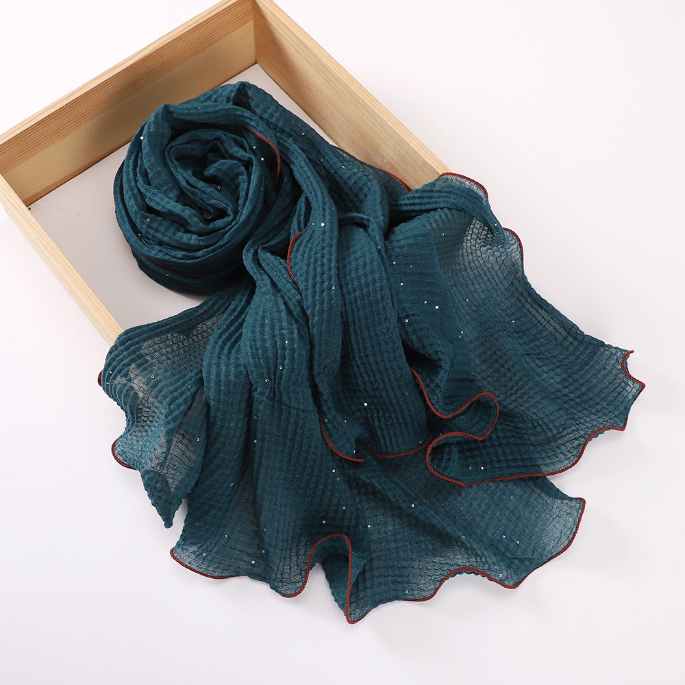 MSL377 Honeycomb wrinkled scarf - MOQ:2