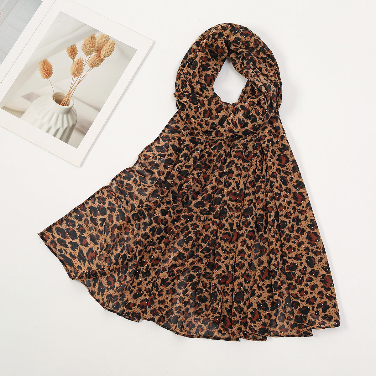 YW380 Rhinestone leopard print hijab