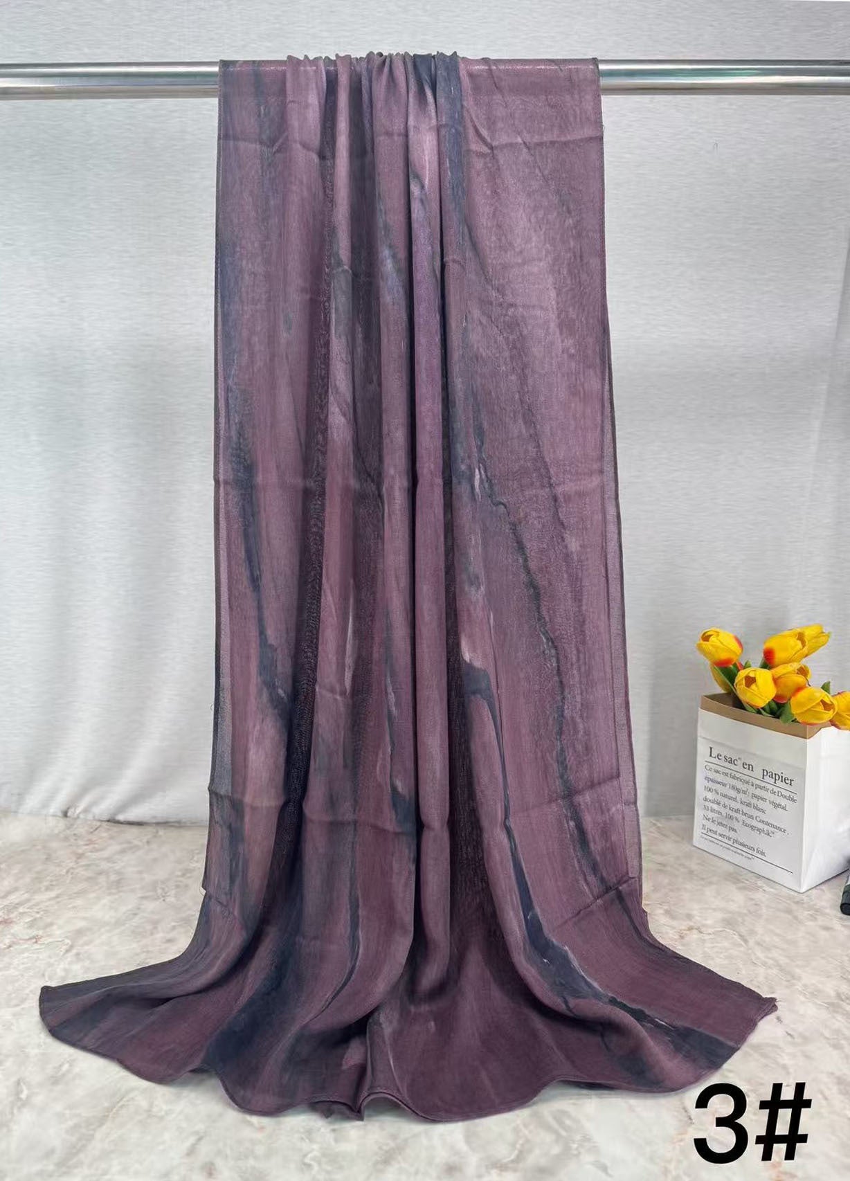 HY013 Printed modal Muslim hijab single stitch