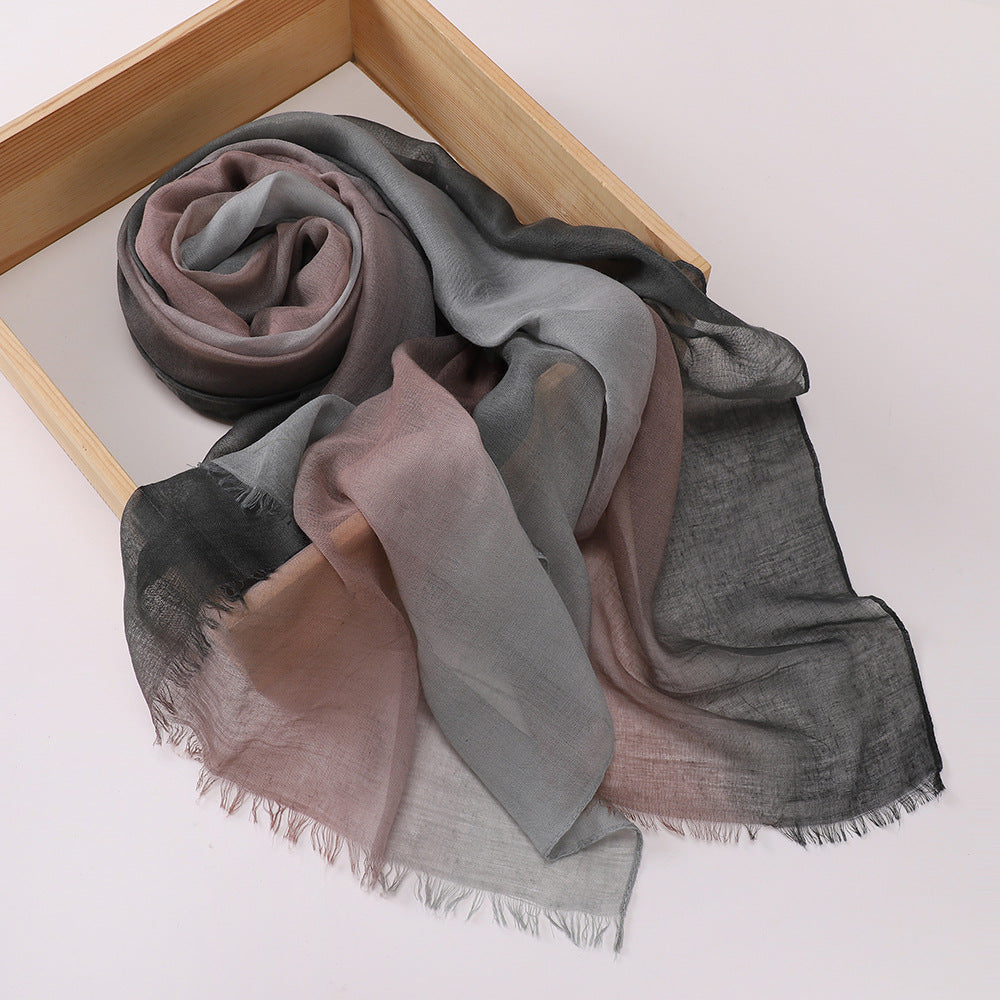 MSL411 Gradient color stitching casual hijab - MOQ:2