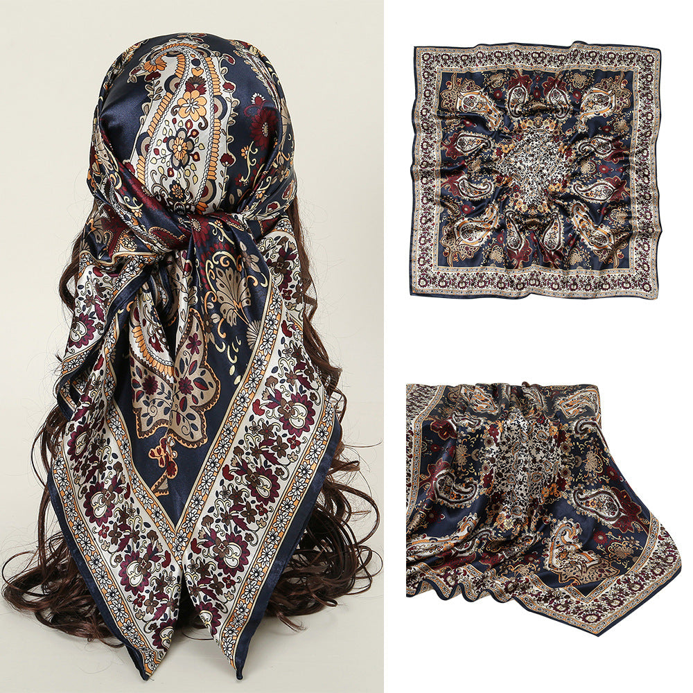 YW888 90*90cm Printed imitation silk soft luxury hijab