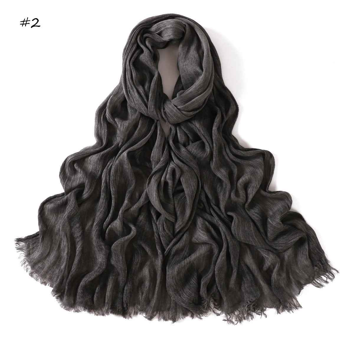 YZ310 Dirt-Washed Crinkled hijab with Raw Edge