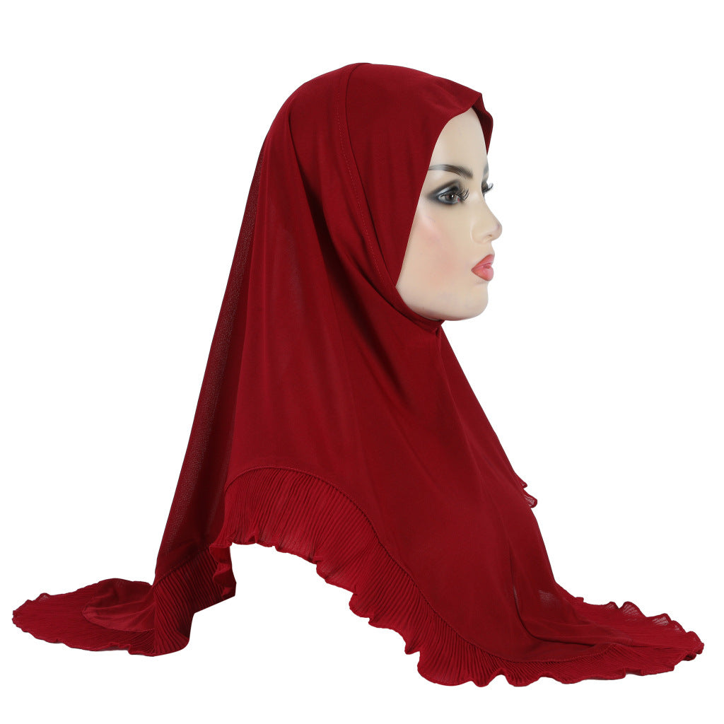 H322 GIRLS COTTON JERSEY WITH LACE INSTANT HIJAB - MinYang Fashion Apparel Accessory Manufacturer