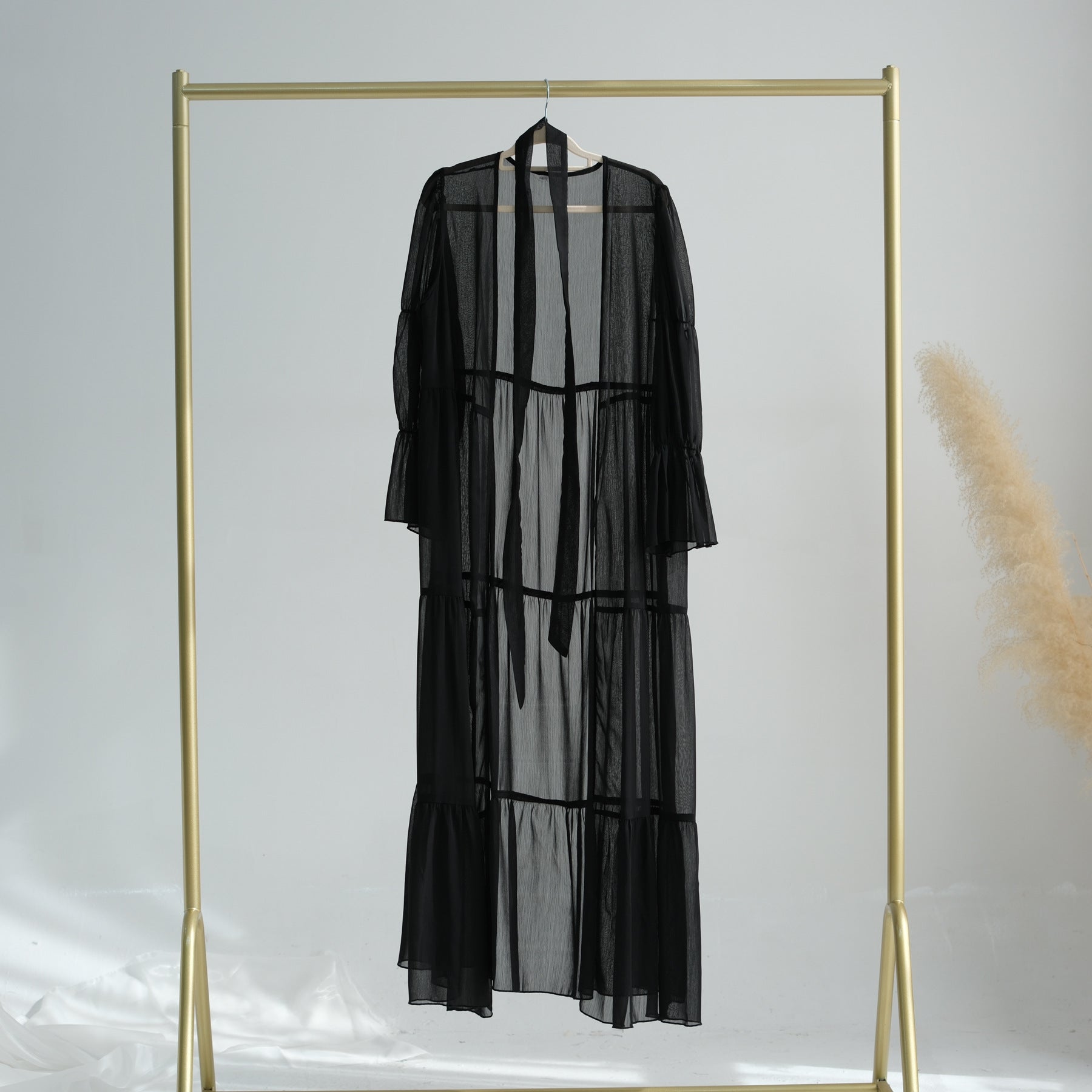 LR866+LR867 (abaya + hijab + underwear)Elegant Cardigan abaya