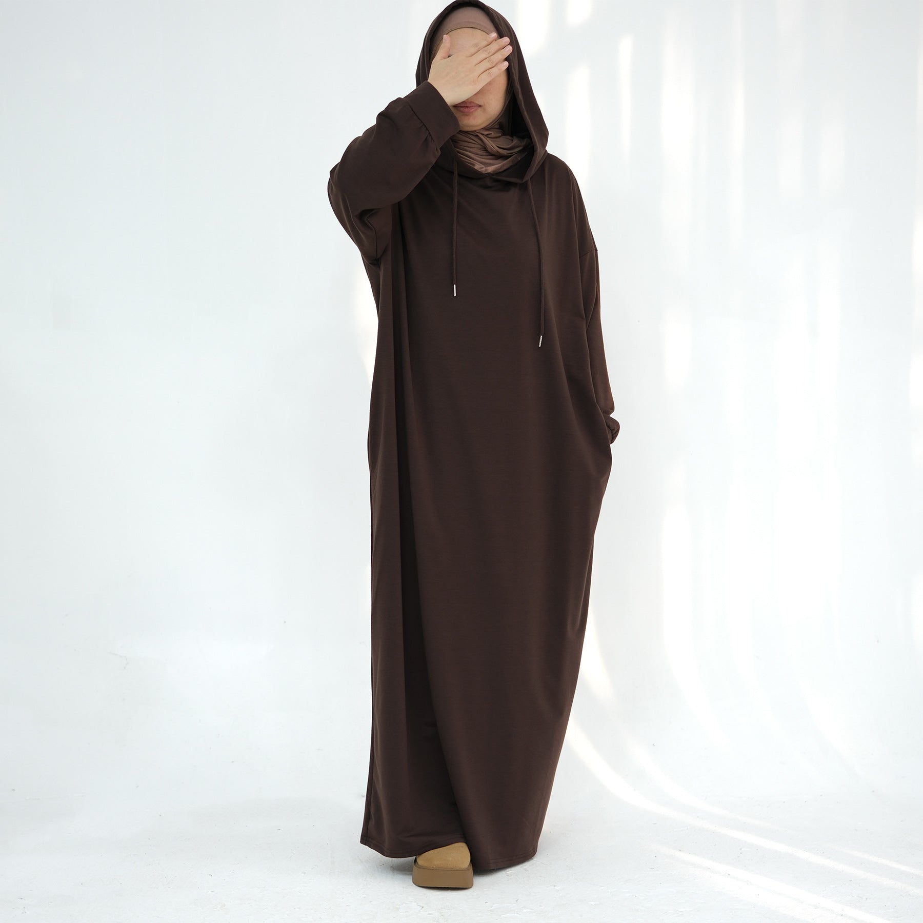 LR921 Solid color hooded sweater dress