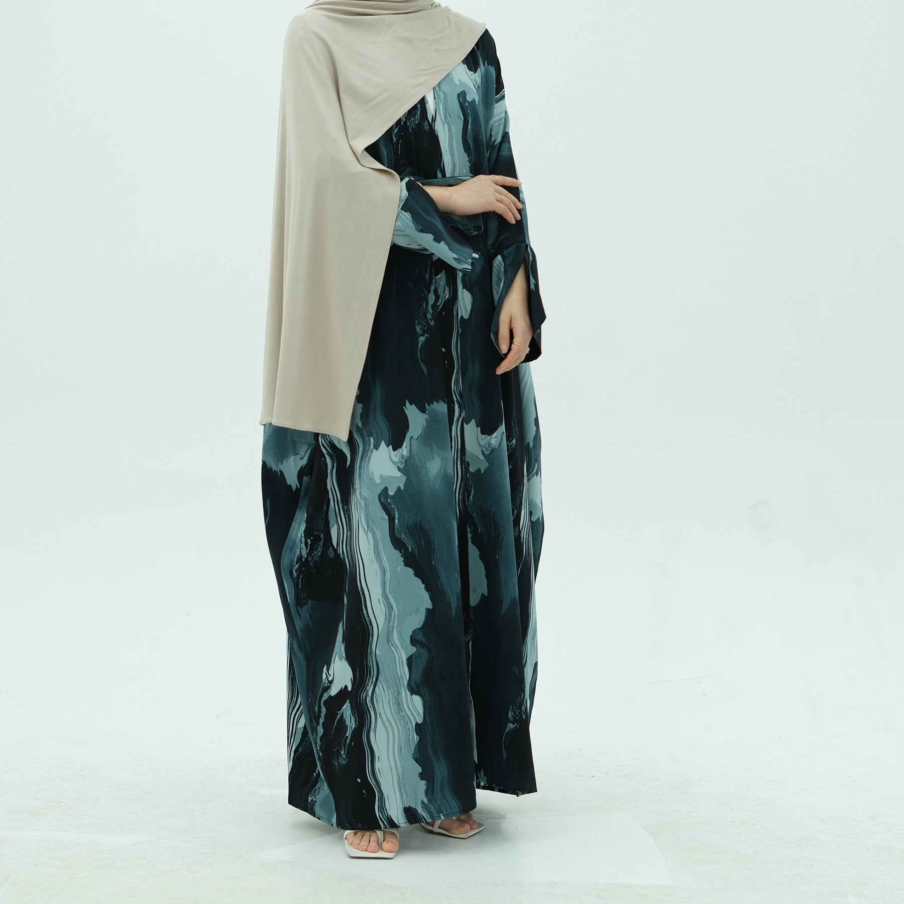 LR982 Printed cardigan dress