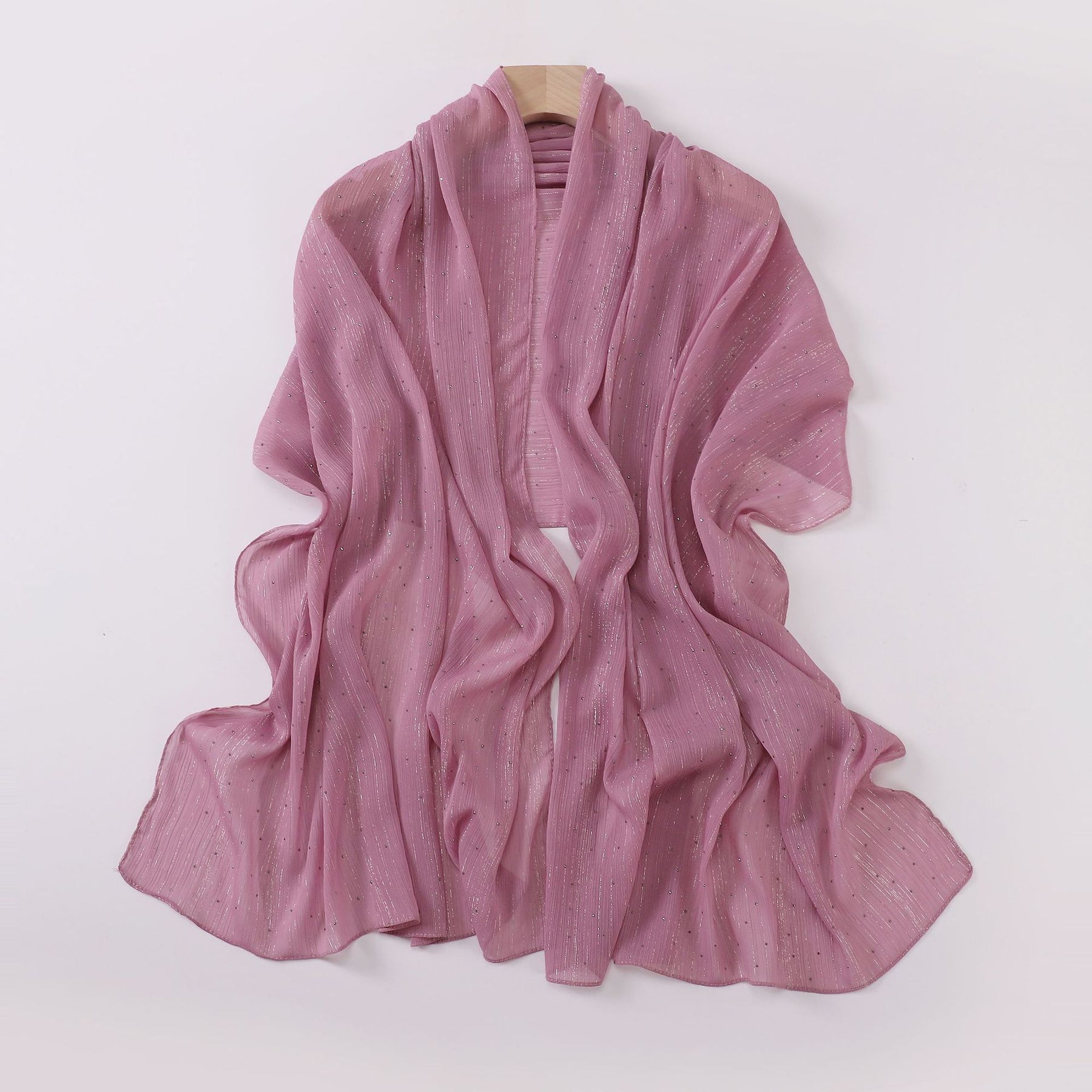 W-0310 Solid color wrinkled starry sky rhinestone long scarf - MinYang Fashion Apparel Accessory Manufacturer