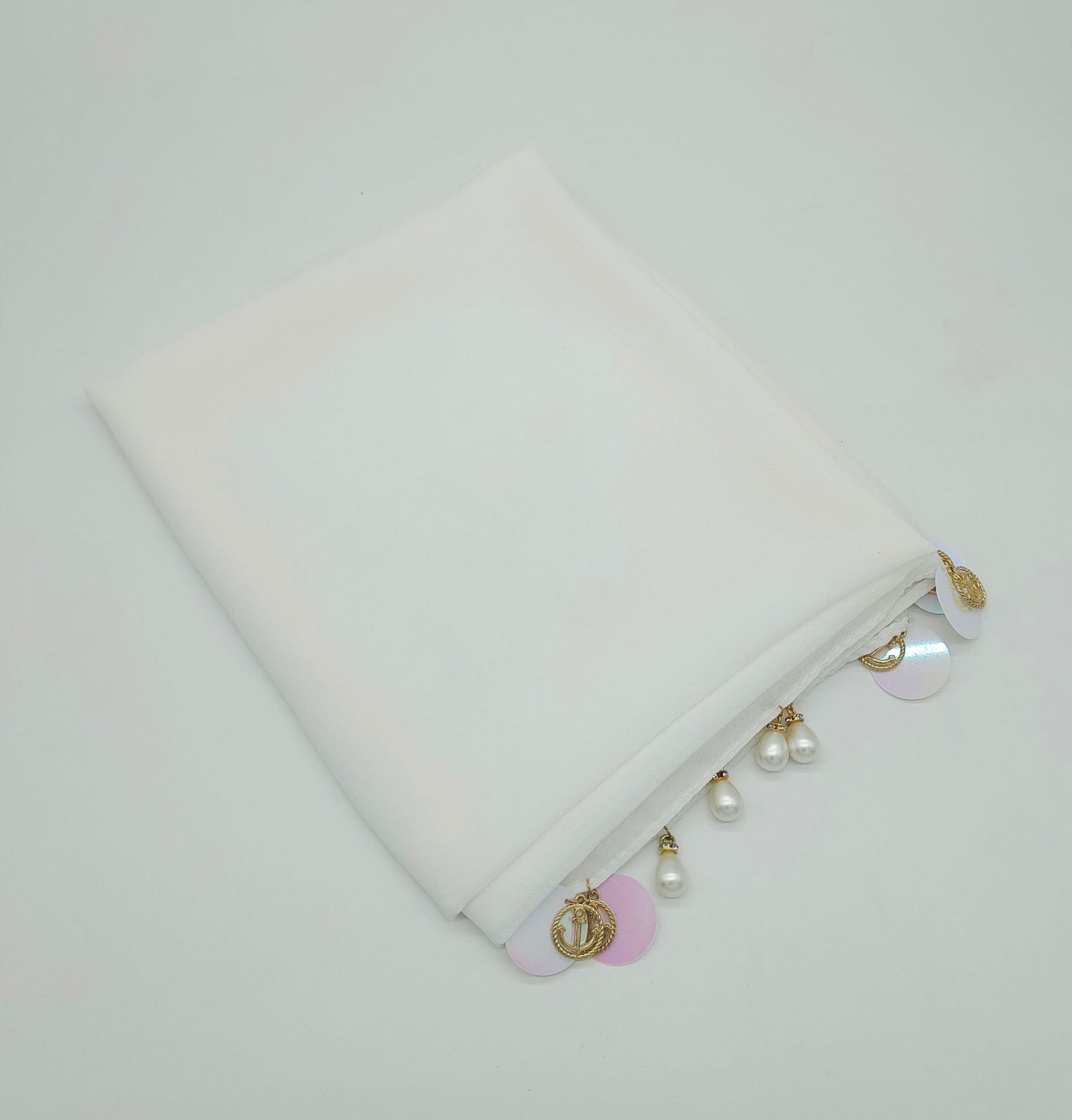 W-0137 Solid color pearl chiffon scarf hijab sequined gauze scarf - MinYang Fashion Apparel Accessory Manufacturer
