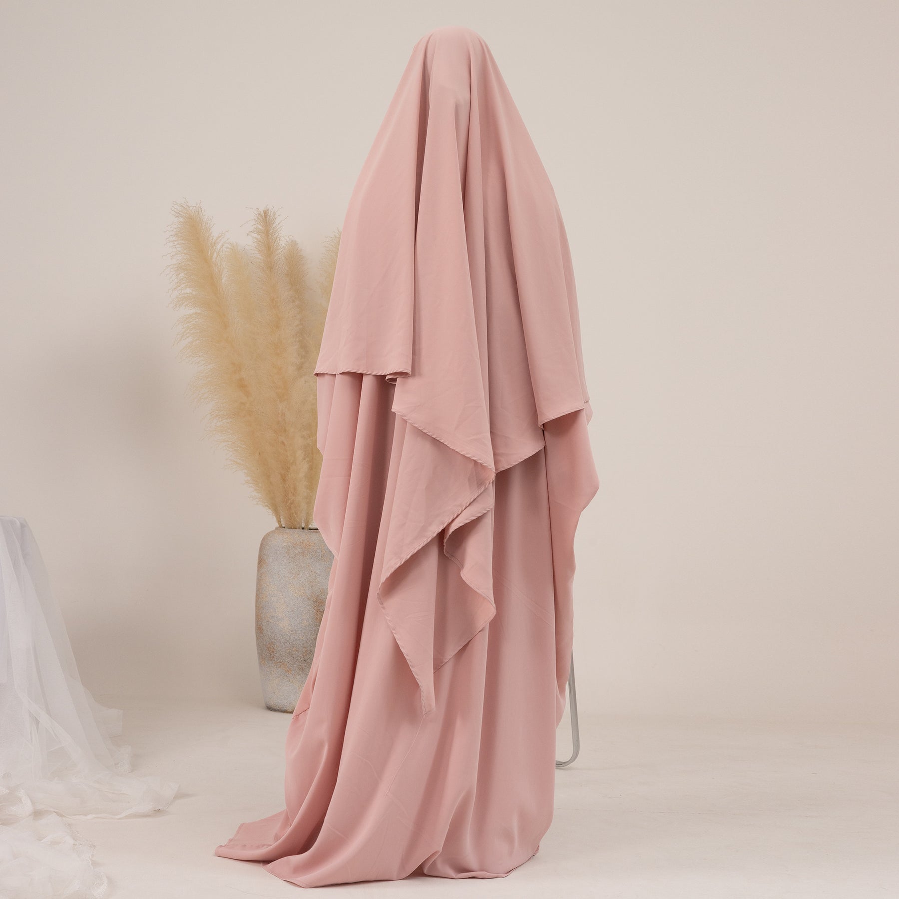 LR425+HJ901 Large solid color bat sleeve abaya